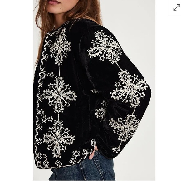 Mia Embroidered Jacket - Black Combo by free people - Picture 3 of 10
